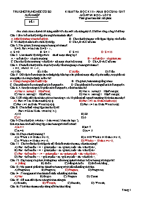 Đề kiểm tra học kì II Tin học lớp 8 - Đề 1 - Năm học 2016-2017 - Trường THCS Xuân Hiệp